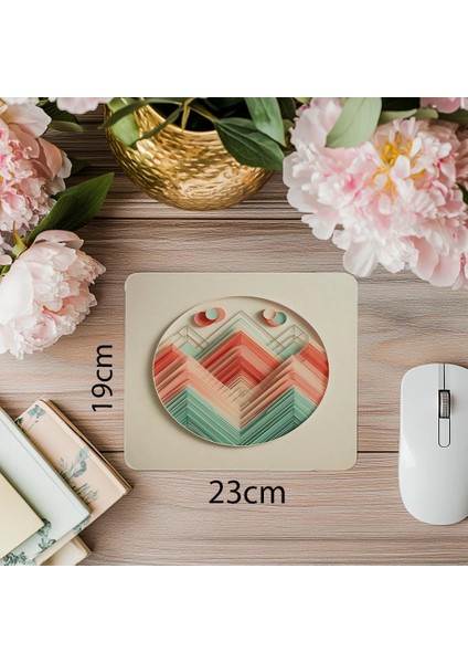 Nane Yeşili ve Mercan Üçgen Mousepad - 19X23 cm 2 mm Dikdörtgen Ithal Baskılı Mouse Pad