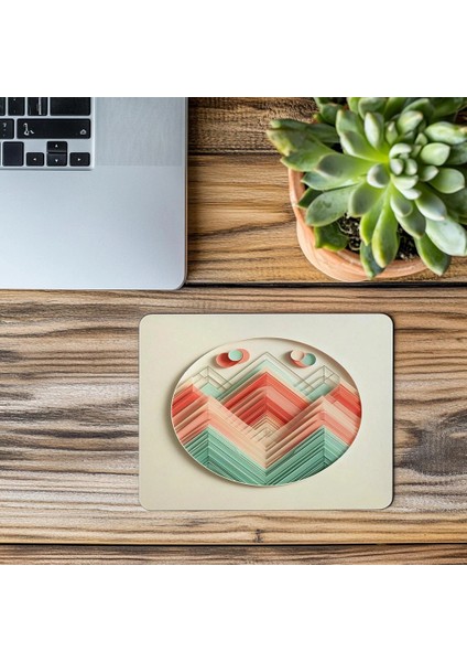 Nane Yeşili ve Mercan Üçgen Mousepad - 19X23 cm 2 mm Dikdörtgen Ithal Baskılı Mouse Pad modelleri
