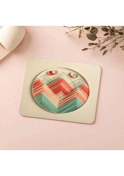 Nane Yeşili ve Mercan Üçgen Mousepad - 19X23 cm 2 mm Dikdörtgen Ithal Baskılı Mouse Pad indirimleri