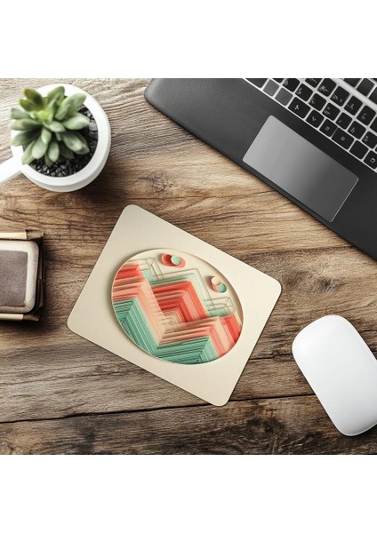 Nane Yeşili ve Mercan Üçgen Mousepad - 19X23 cm 2 mm Dikdörtgen Ithal Baskılı Mouse Pad