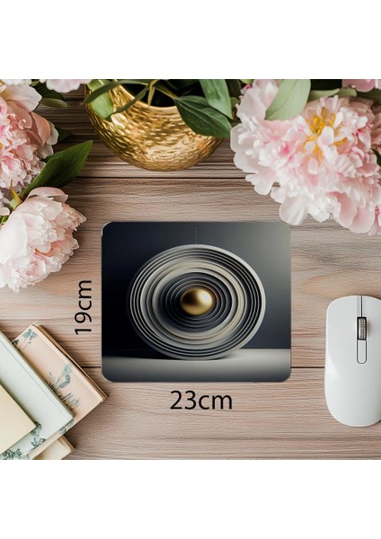 Sade Zemin Üzerine Zen Dairesi Tasarımı - 19X23 cm 2 mm Dikdörtgen Ithal Baskılı Mouse Pad
