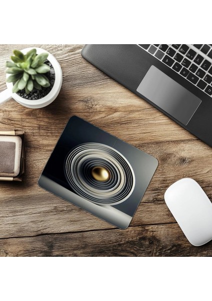 Sade Zemin Üzerine Zen Dairesi Tasarımı - 19X23 cm 2 mm Dikdörtgen Ithal Baskılı Mouse Pad
