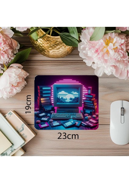 Glowing Floppy & Monitor Mousepad Tasarımı - 19X23 cm 2 mm Dikdörtgen Ithal Baskılı Mouse Pad