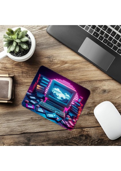 Glowing Floppy & Monitor Mousepad Tasarımı - 19X23 cm 2 mm Dikdörtgen Ithal Baskılı Mouse Pad