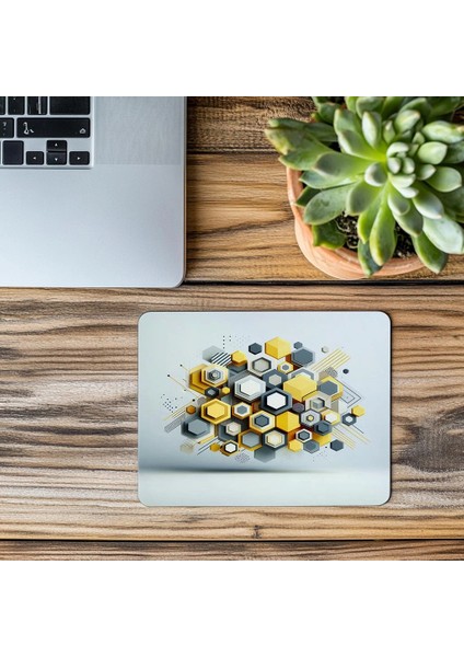 Sarı Gri Beyaz Tonlu Minimal Mouse Pad - 19X23 cm 2 mm Dikdörtgen Ithal Baskılı Mouse Pad modelleri