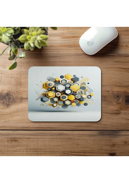 Sarı Gri Beyaz Tonlu Minimal Mouse Pad - 19X23 cm 2 mm Dikdörtgen Ithal Baskılı Mouse Pad fırsatları