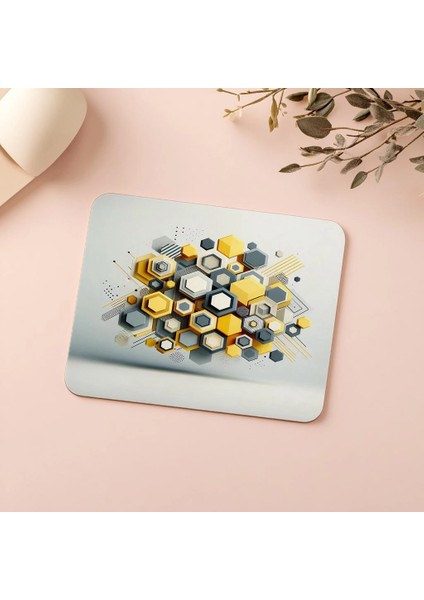 Sarı Gri Beyaz Tonlu Minimal Mouse Pad - 19X23 cm 2 mm Dikdörtgen Ithal Baskılı Mouse Pad indirimleri