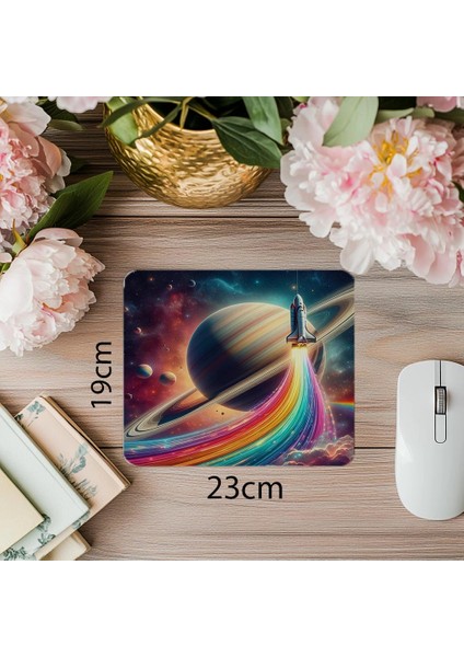 Parlak Gezegen Arka Planlı Mousepad - 19X23 cm 2 mm Dikdörtgen Ithal Baskılı Mouse Pad