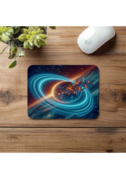 3D Uzay Manzaralı Neon Mouse Pad - 19X23 cm 2 mm Dikdörtgen Ithal Baskılı Mouse Pad fırsatları