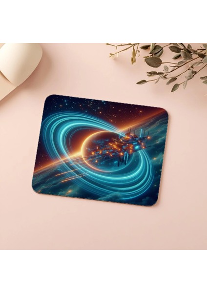 3D Uzay Manzaralı Neon Mouse Pad - 19X23 cm 2 mm Dikdörtgen Ithal Baskılı Mouse Pad indirimleri