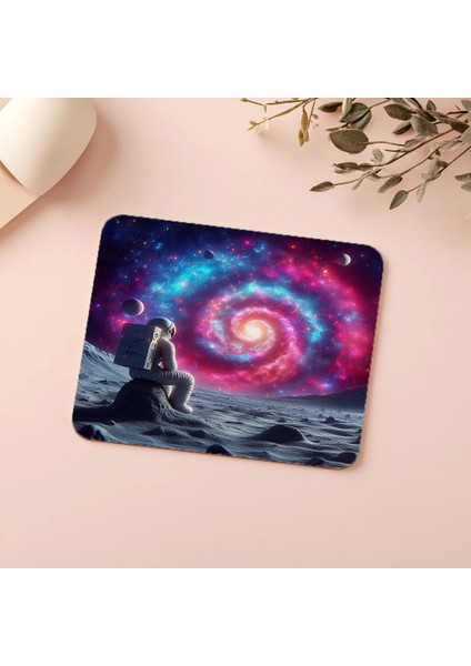 Ay Taşı Üzerinde Oturan Astronot Mousepad - 19X23 cm 2 mm Dikdörtgen Ithal Baskılı Mouse Pad indirimleri