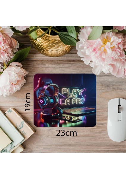 Play Like A Pro Yazılı Şık Gamer Mousepad - 19X23 cm 2 mm Dikdörtgen Ithal Baskılı Mouse Pad