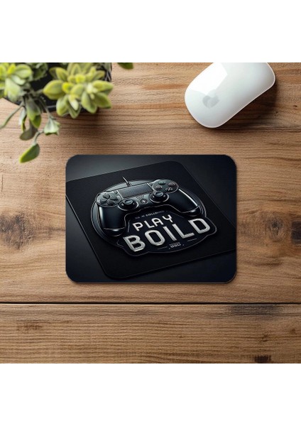 Play Bold Yazılı Modern Gamer Mousepad - 19X23 cm 2 mm Dikdörtgen Ithal Baskılı Mouse Pad fırsatları