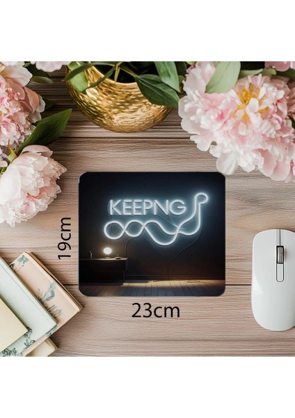 Hedef Odaklı Sade Neon Mouse Pad Tasarımı - 19X23 cm 2 mm Dikdörtgen Ithal Baskılı Mouse Pad