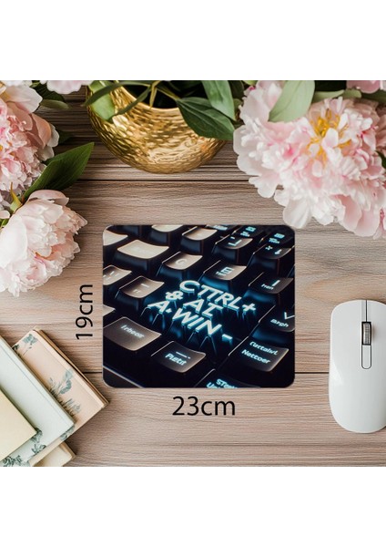 Komut Tuşları Temalı Teknolojik Mousepad - 19X23 cm 2 mm Dikdörtgen Ithal Baskılı Mouse Pad