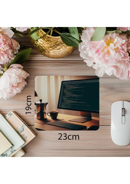 Sade Ortamda Kod & Kahve Mouse Pad - 19X23 cm 2 mm Dikdörtgen Ithal Baskılı Mouse Pad