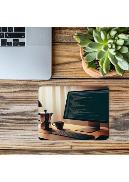 Sade Ortamda Kod & Kahve Mouse Pad - 19X23 cm 2 mm Dikdörtgen Ithal Baskılı Mouse Pad modelleri