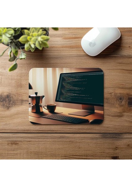 Sade Ortamda Kod & Kahve Mouse Pad - 19X23 cm 2 mm Dikdörtgen Ithal Baskılı Mouse Pad fırsatları
