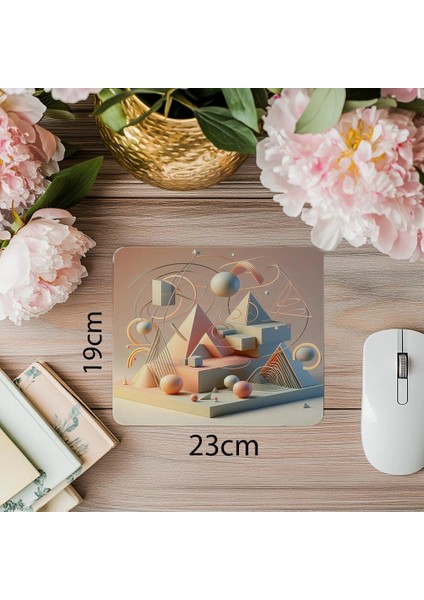 3D Piramit ve Çemberli Mousepad Tasarımı - 19X23 cm 2 mm Dikdörtgen Ithal Baskılı Mouse Pad
