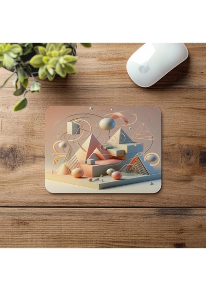 3D Piramit ve Çemberli Mousepad Tasarımı - 19X23 cm 2 mm Dikdörtgen Ithal Baskılı Mouse Pad fırsatları