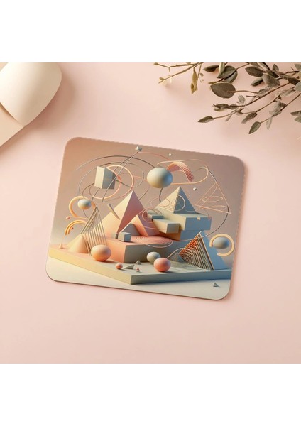 3D Piramit ve Çemberli Mousepad Tasarımı - 19X23 cm 2 mm Dikdörtgen Ithal Baskılı Mouse Pad indirimleri