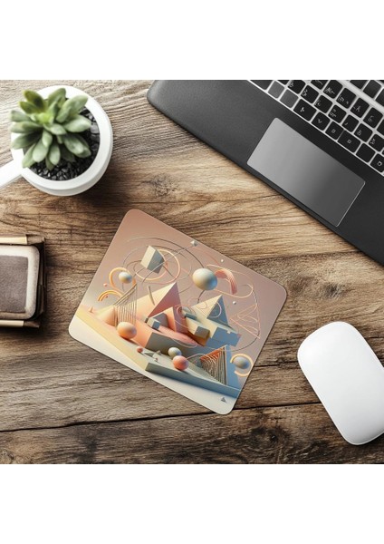 3D Piramit ve Çemberli Mousepad Tasarımı - 19X23 cm 2 mm Dikdörtgen Ithal Baskılı Mouse Pad