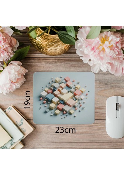 Mat Kağıt Efektli Geometrik Mousepad - 19X23 cm 2 mm Dikdörtgen Ithal Baskılı Mouse Pad