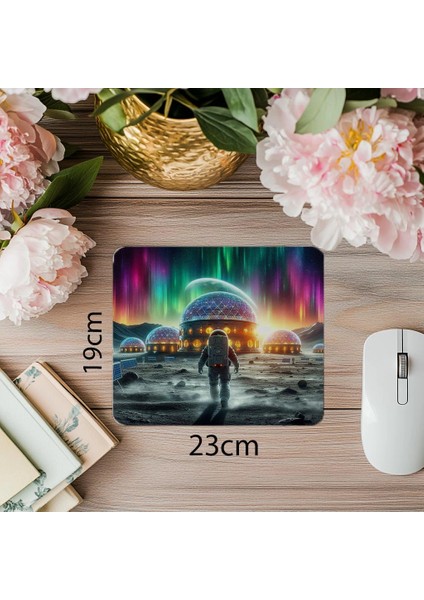 Aurora Altında Lunar Base Mousepad - 19X23 cm 2 mm Dikdörtgen Ithal Baskılı Mouse Pad