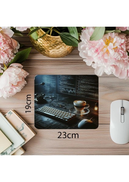 Retro Klavyeli Karanlık Ortam Mousepad - 19X23 cm 2 mm Dikdörtgen Ithal Baskılı Mouse Pad