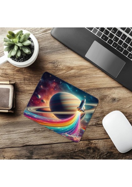 Parlak Gezegen Arka Planlı Mousepad - 19X23 cm 2 mm Dikdörtgen Ithal Baskılı Mouse Pad