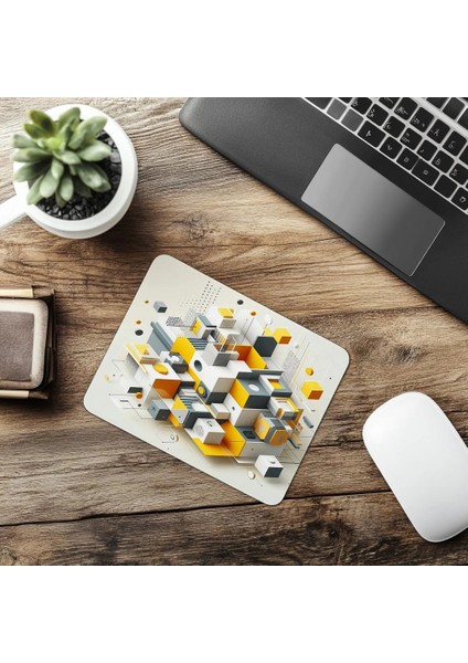 Heksagonal Formda Geometrik Mouse Pad - 19X23 cm 2 mm Dikdörtgen Ithal Baskılı Mouse Pad
