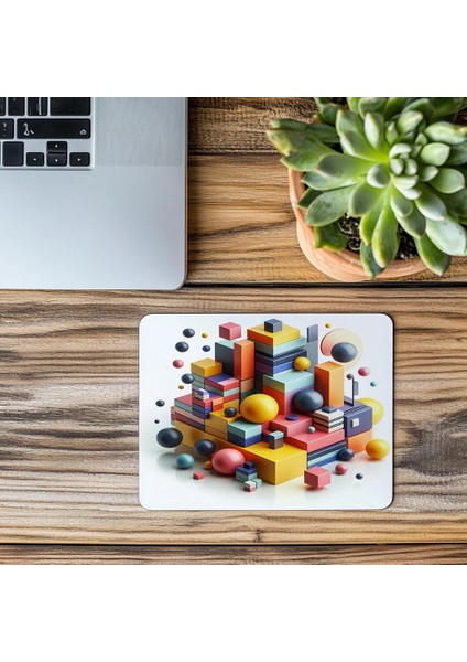Parlak Yüzeyli Geometrik Şekillerle Mouse Pad - 19X23 cm 2 mm Dikdörtgen Ithal Baskılı Mouse Pad modelleri