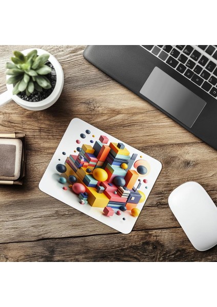 Parlak Yüzeyli Geometrik Şekillerle Mouse Pad - 19X23 cm 2 mm Dikdörtgen Ithal Baskılı Mouse Pad