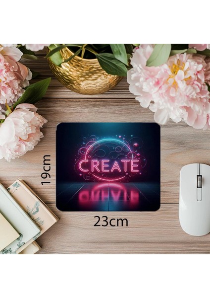 Pembe Mavi Işıklı Yaratıcı Mouse Pad Tasarımı - 19X23 cm 2 mm Dikdörtgen Ithal Baskılı Mouse Pad