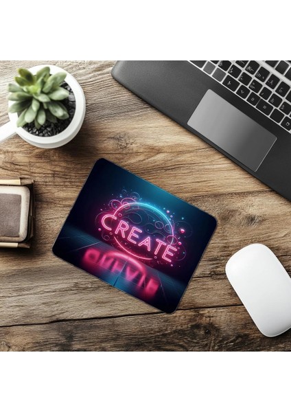 Pembe Mavi Işıklı Yaratıcı Mouse Pad Tasarımı - 19X23 cm 2 mm Dikdörtgen Ithal Baskılı Mouse Pad