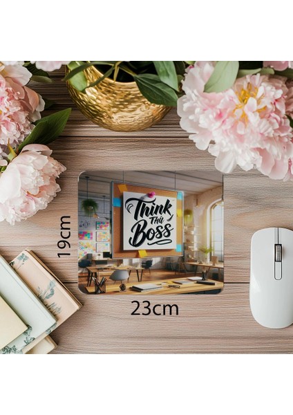 Think Like A Boss Sözlü Mousepad – Lider Ruhlu - 19X23 cm 2 mm Dikdörtgen Ithal Baskılı Mouse Pad