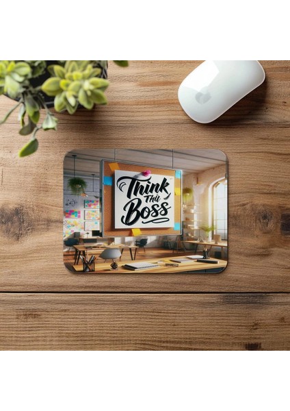 Think Like A Boss Sözlü Mousepad – Lider Ruhlu - 19X23 cm 2 mm Dikdörtgen Ithal Baskılı Mouse Pad fırsatları