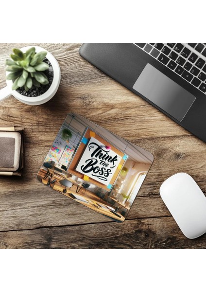 Think Like A Boss Sözlü Mousepad – Lider Ruhlu - 19X23 cm 2 mm Dikdörtgen Ithal Baskılı Mouse Pad