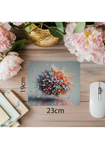 Geometrik Patlama Efektiyle Minimal Mouse Pad - 19X23 cm 2 mm Dikdörtgen Ithal Baskılı Mouse Pad