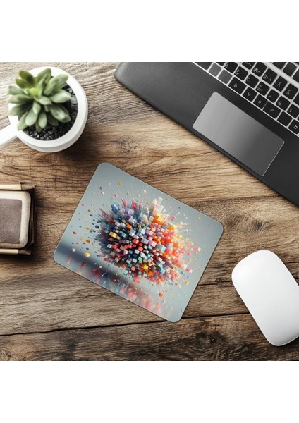 Geometrik Patlama Efektiyle Minimal Mouse Pad - 19X23 cm 2 mm Dikdörtgen Ithal Baskılı Mouse Pad