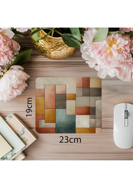 Nötr Paletli Modern Kompozisyon Mousepad - 19X23 cm 2 mm Dikdörtgen Ithal Baskılı Mouse Pad