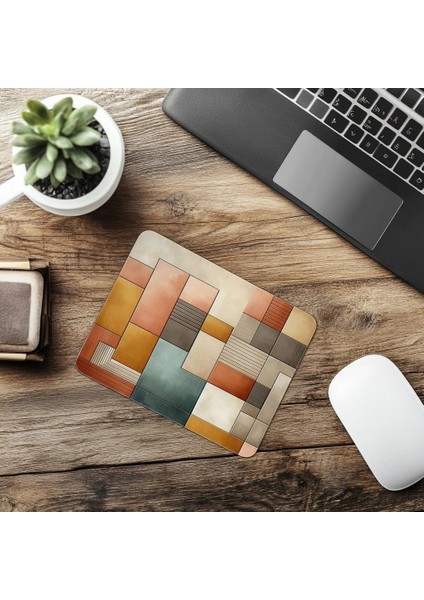 Nötr Paletli Modern Kompozisyon Mousepad - 19X23 cm 2 mm Dikdörtgen Ithal Baskılı Mouse Pad