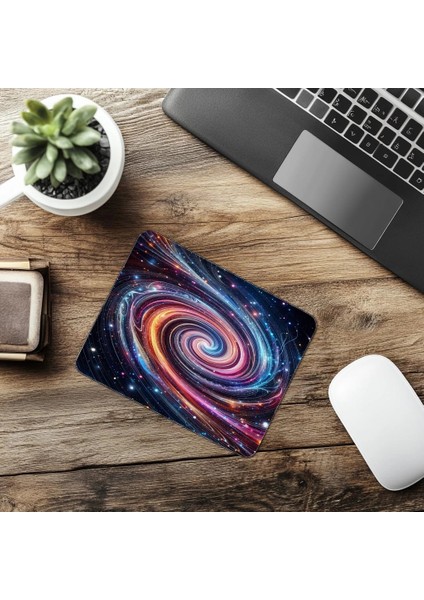 Renkli Galaksi Dönüşü Mousepad - 19X23 cm 2 mm Dikdörtgen Ithal Baskılı Mouse Pad