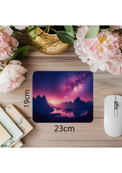 Gece Gökyüzü Temalı Space Mouse Pad - 19X23 cm 2 mm Dikdörtgen Ithal Baskılı Mouse Pad