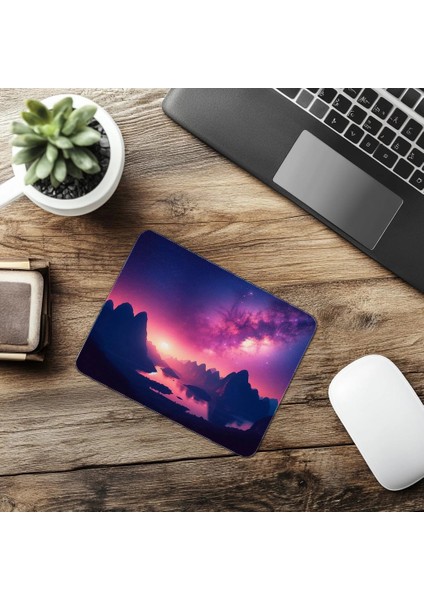 Gece Gökyüzü Temalı Space Mouse Pad - 19X23 cm 2 mm Dikdörtgen Ithal Baskılı Mouse Pad