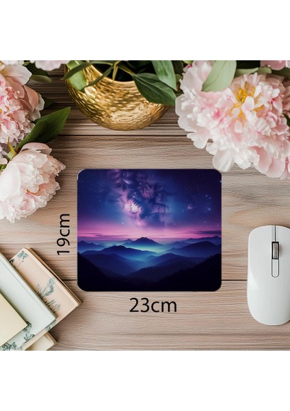 Samanyolu Manzaralı Dağ Silüetli Mousepad - 19X23 cm 2 mm Dikdörtgen Ithal Baskılı Mouse Pad