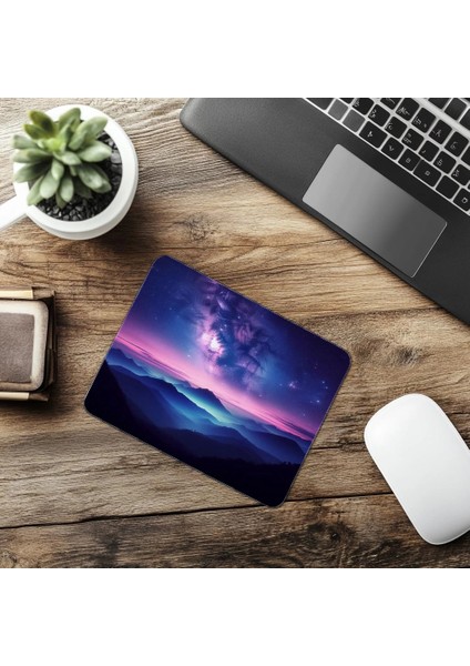 Samanyolu Manzaralı Dağ Silüetli Mousepad - 19X23 cm 2 mm Dikdörtgen Ithal Baskılı Mouse Pad