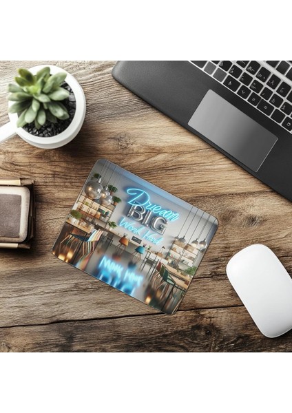 Ofis Için Ilham Verici 3D Mousepad – Dream Sloganlı - 19X23 cm 2 mm Dikdörtgen Ithal Baskılı Mouse Pad