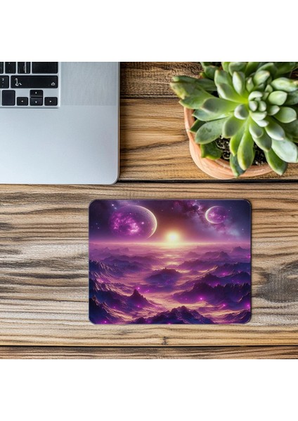 Çift Güneşli Uzay Manzaralı Mousepad - 19X23 cm 2 mm Dikdörtgen Ithal Baskılı Mouse Pad modelleri
