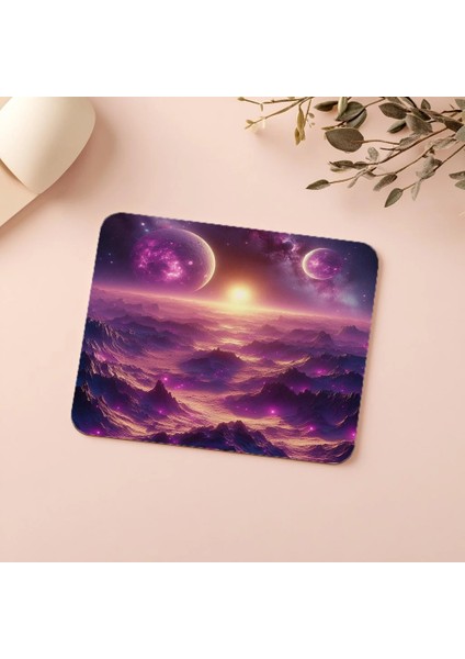 Çift Güneşli Uzay Manzaralı Mousepad - 19X23 cm 2 mm Dikdörtgen Ithal Baskılı Mouse Pad indirimleri